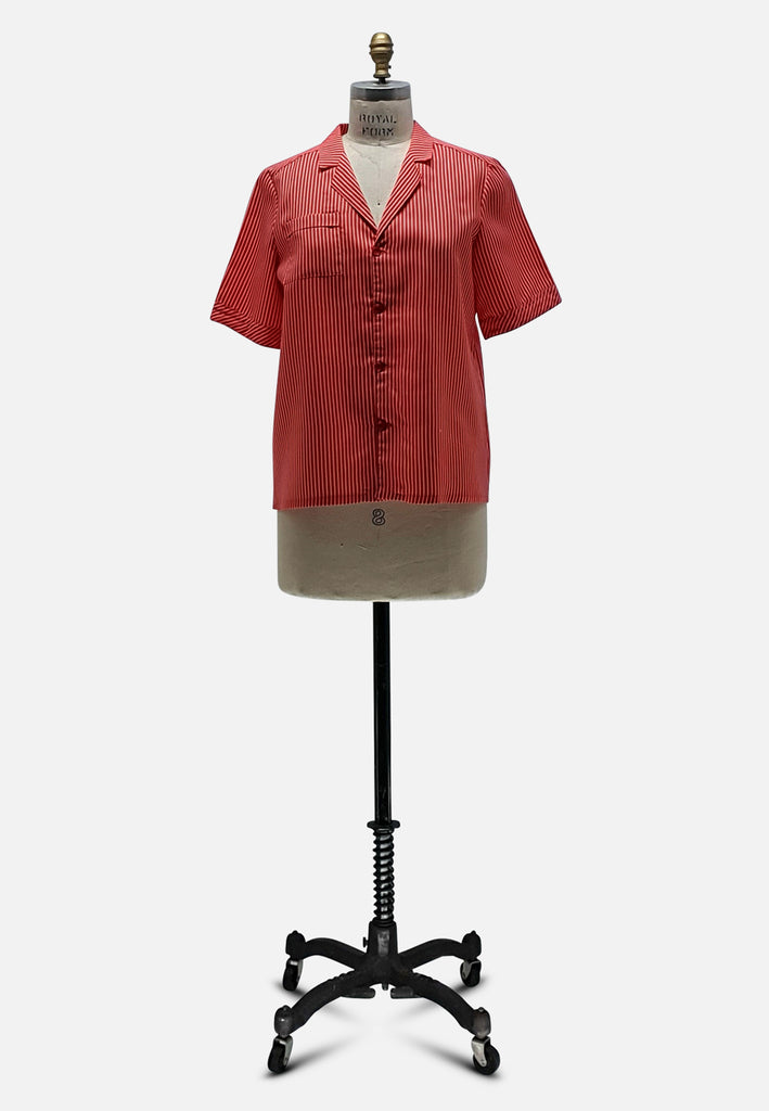 Vintage Clothing - Candy Striper Red Blouse - Painted Bird Vintage Boutique & The Aviary - Blouse