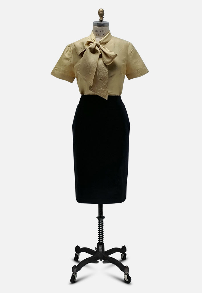 Vintage Clothing - Butter Silk Blouse - Painted Bird Vintage Boutique & The Aviary - Blouse