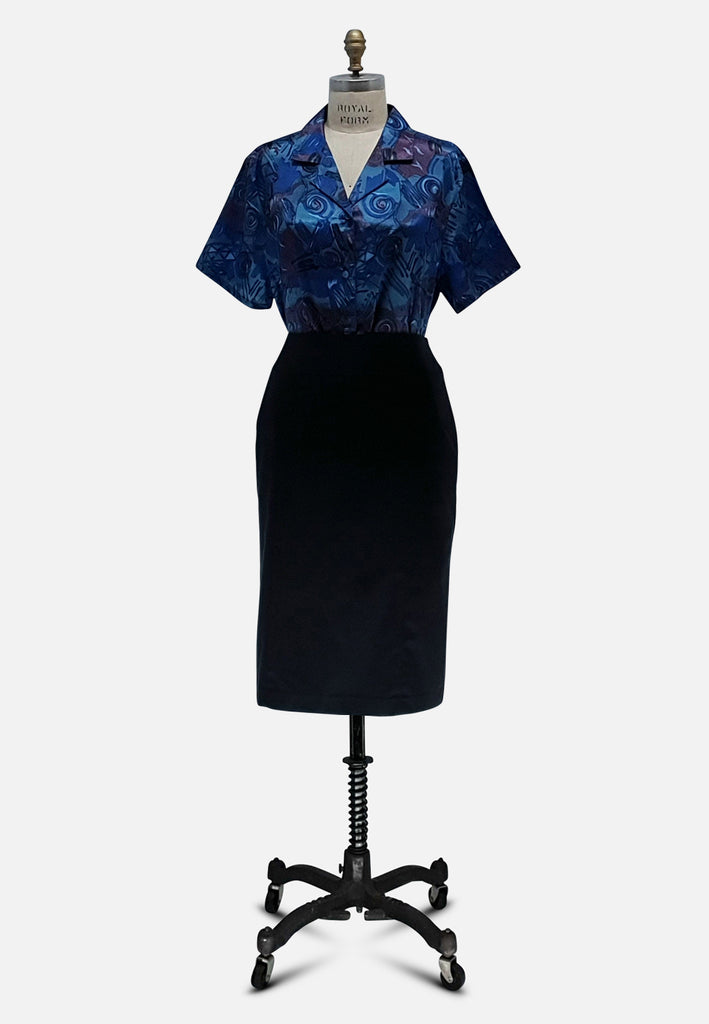 Vintage Clothing - Blue Thai Silk Blouse - Painted Bird Vintage Boutique & The Aviary - Blouse