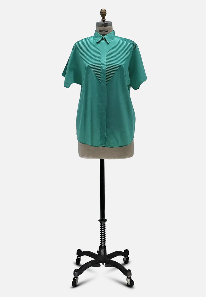 Vintage Clothing - Seafoam Sweet Silk Blouse - Painted Bird Vintage Boutique & The Aviary - Blouse