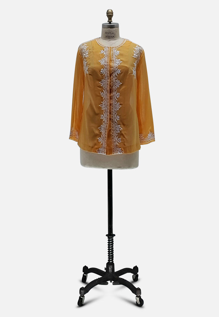 Vintage Clothing - Delicacies of Orange Blouse - Painted Bird Vintage Boutique & The Aviary - Blouse