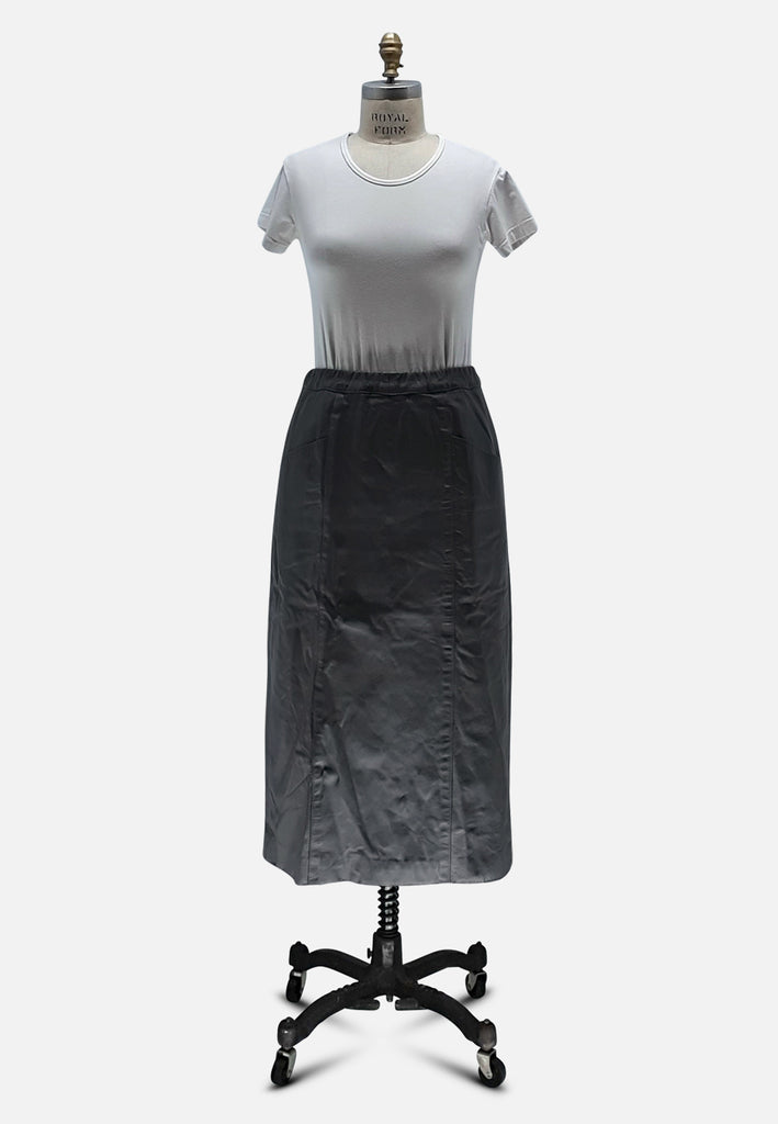 Vintage Clothing - Leather Skirt Straight Grey - Painted Bird Vintage Boutique & The Aviary - Skirts