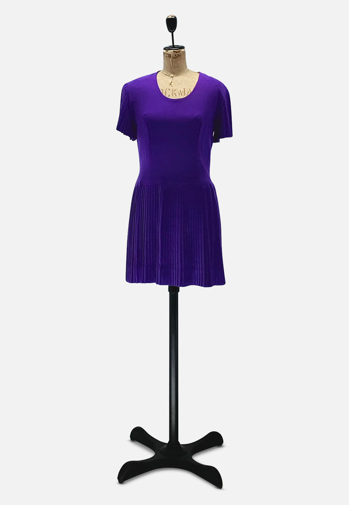 Vintage Clothing - Purple Wool Pleats Blouse - Painted Bird Vintage Boutique & The Aviary - Blouse