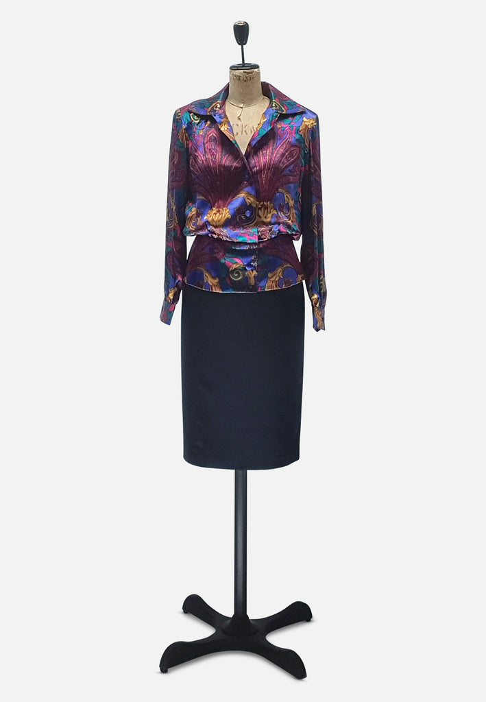 Vintage Clothing - Designer Luxe Silky Blouse - Painted Bird Vintage Boutique & The Aviary - Blouse