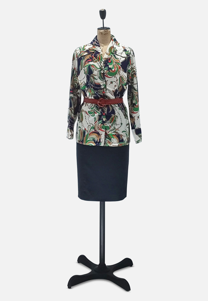 Vintage Clothing - Splendid Patterned Blouse - Painted Bird Vintage Boutique & The Aviary - Blouse