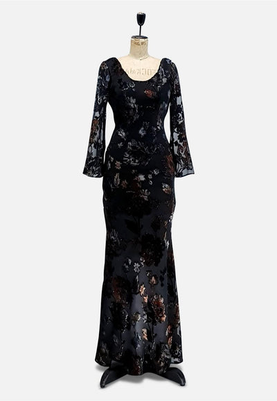 Vintage Clothing - Black Flock n Bias Luxe Dress - Painted Bird Vintage Boutique & The Aviary - Dresses