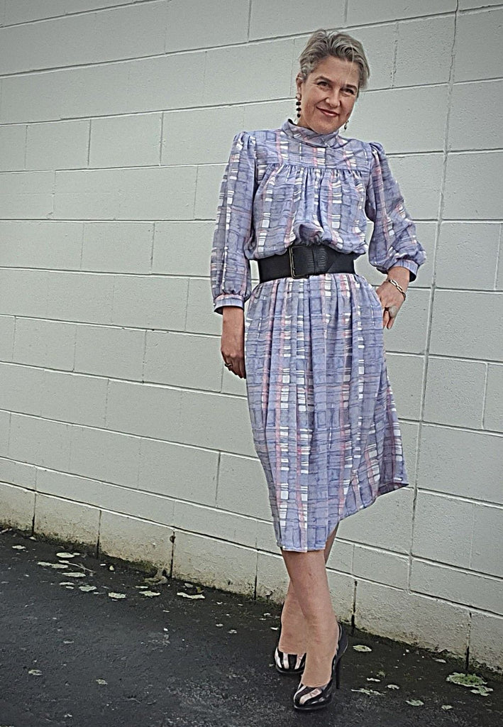 Vintage Clothing - Mauve High Neck Loveliness Dress - Painted Bird Vintage Boutique & The Aviary - Dresses