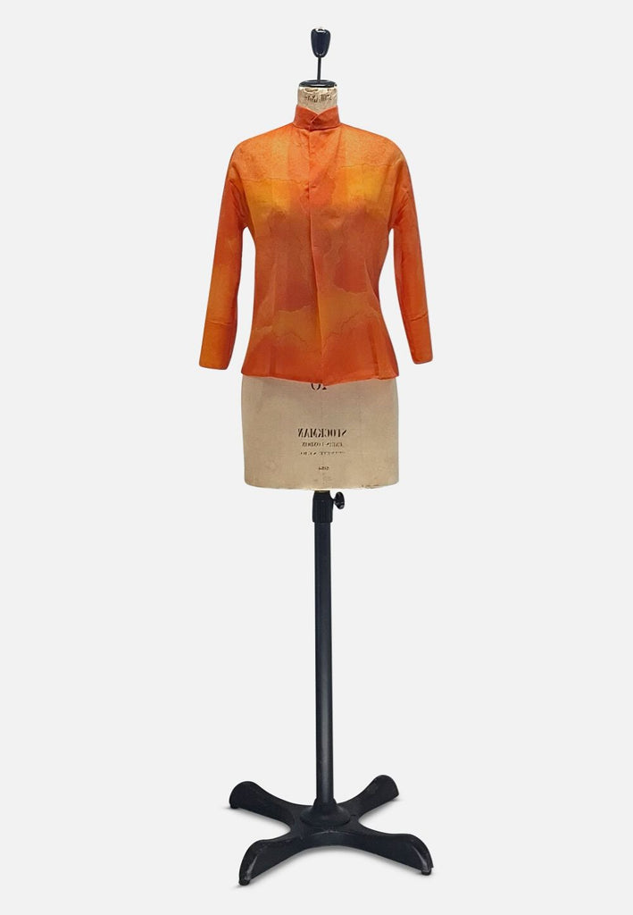 Vintage Clothing - Orange Silk Blouse - Painted Bird Vintage Boutique & The Aviary - Blouse