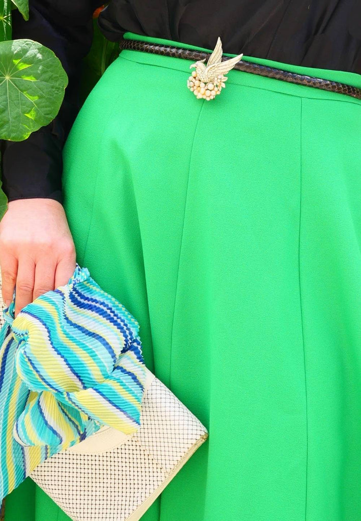 Vintage Clothing - Green as Grass Maxi Skirt - Painted Bird Vintage Boutique & The Aviary - Skirts