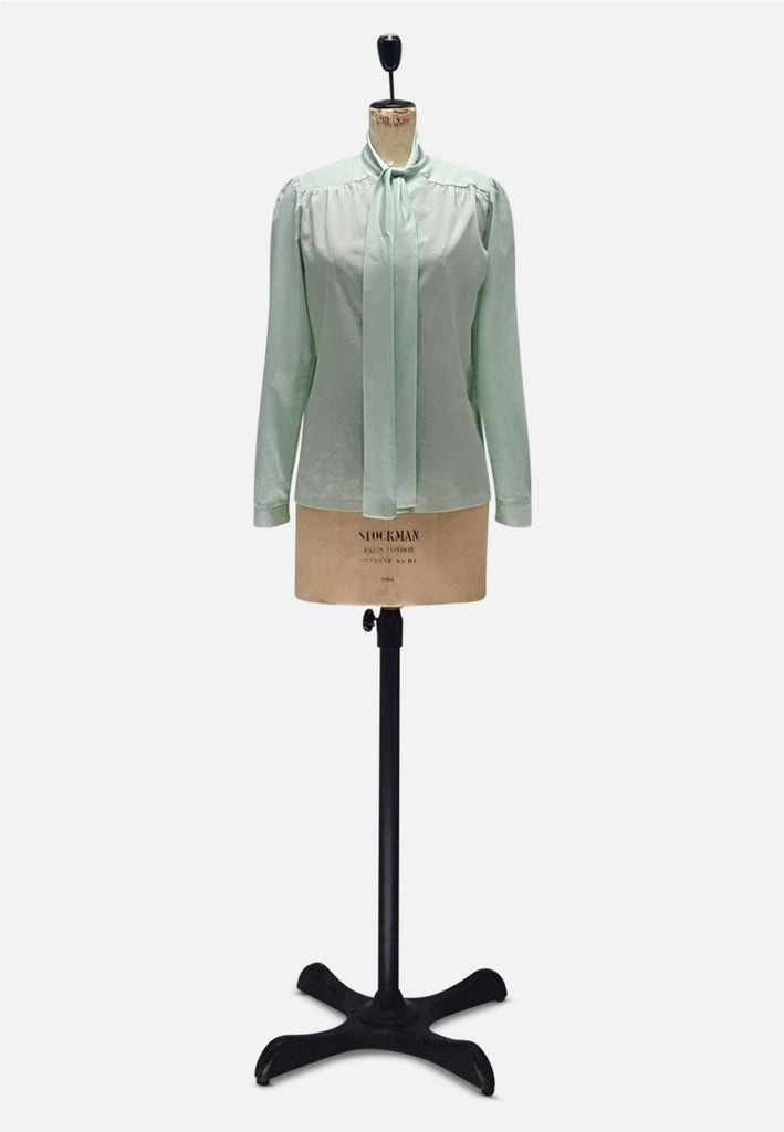 Vintage Clothing - Light Green Blouse - Painted Bird Vintage Boutique & The Aviary - Blouse