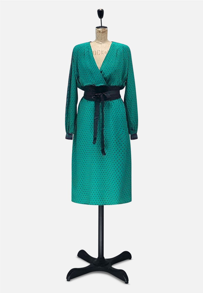 Vintage Clothing - Emerald and Aubergine Silk Dress - Painted Bird Vintage Boutique & The Aviary - Dresses
