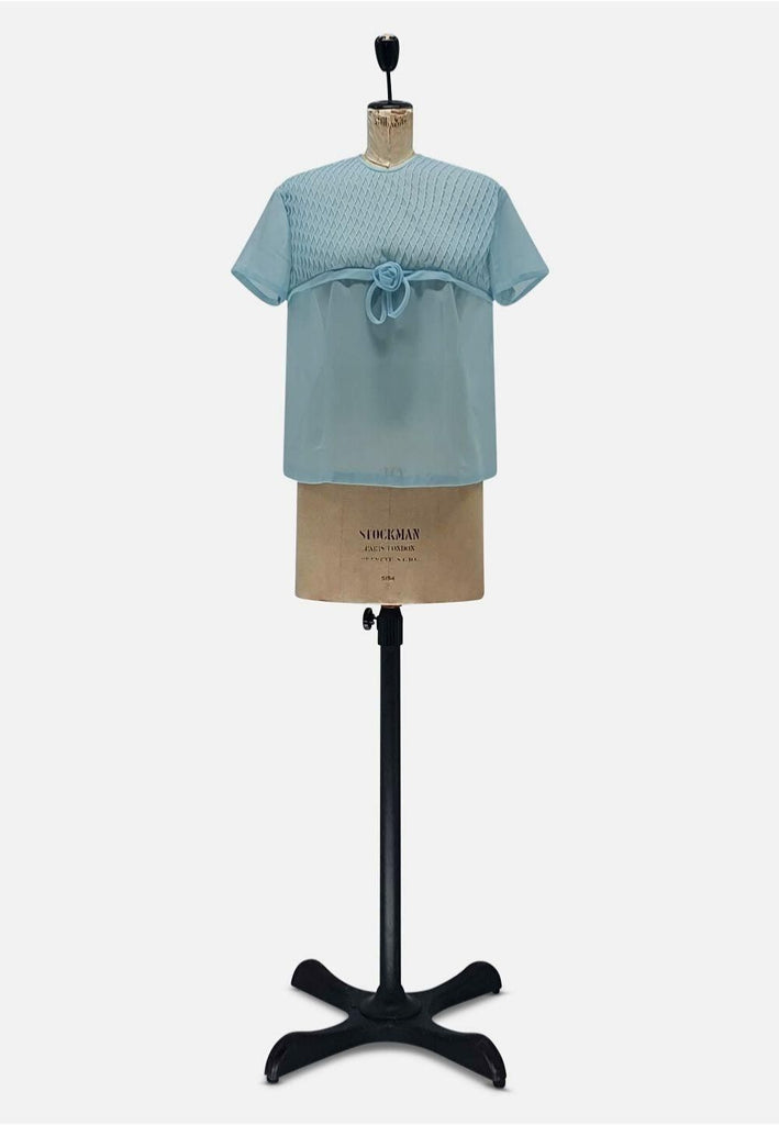 Vintage Clothing - Blue Pearl of Paris Blouse - Painted Bird Vintage Boutique & The Aviary - Blouse