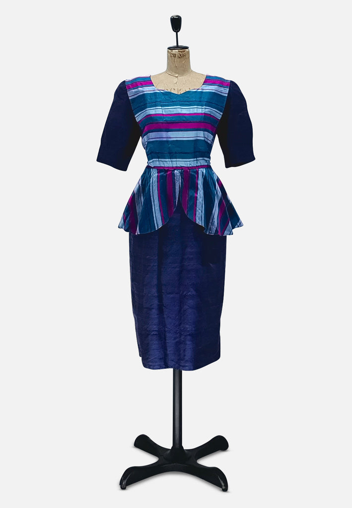 Vintage Clothing - It's a Bizarre Silk Peplum My Dear Dress - Painted Bird Vintage Boutique & The Aviary - Dresses