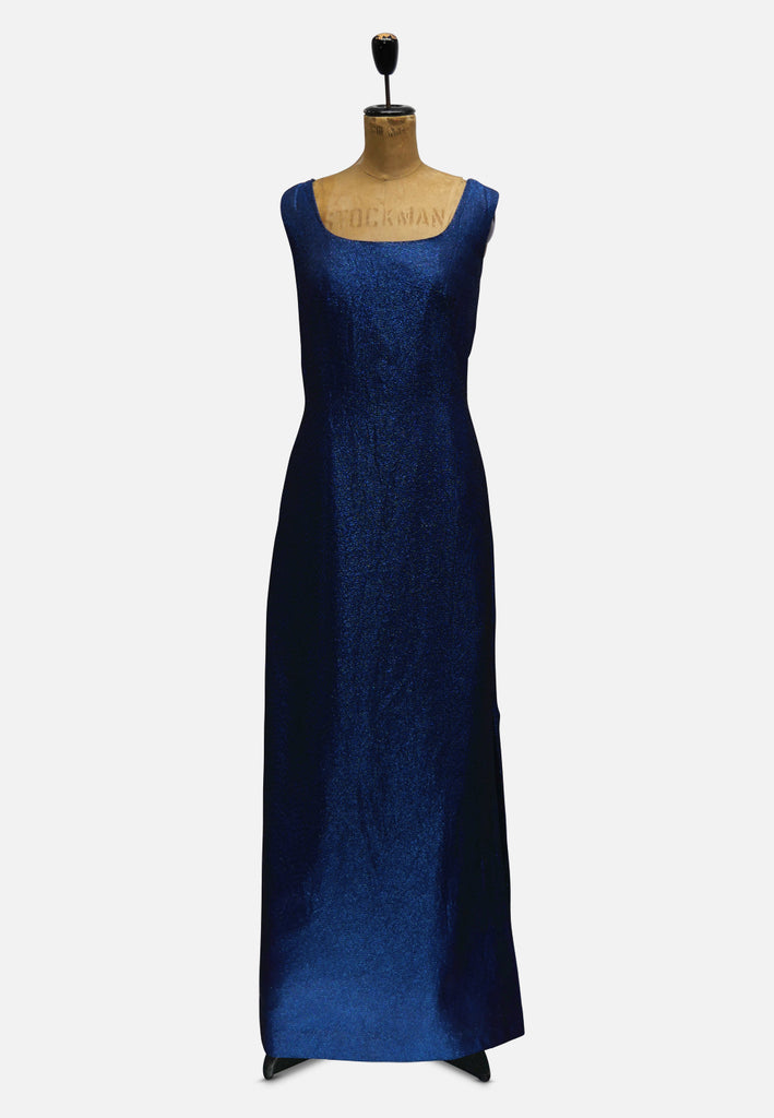 Vintage Clothing - Mid Century Ocean Blue Lurex Evening Gown - Painted Bird Vintage Boutique & The Aviary - Dresses