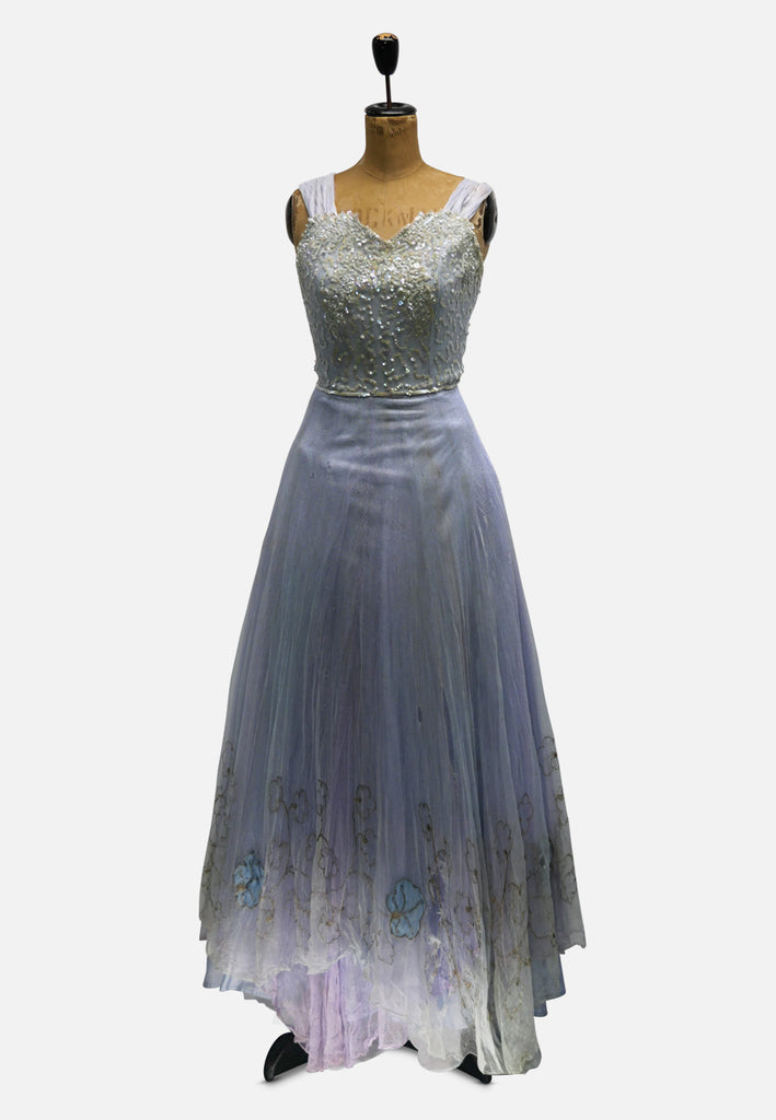 Vintage Clothing - Ice Blue Lavender Pearl Sequin Tulle Ball Gown 1940s - 1970s - Painted Bird Vintage Boutique & The Aviary - Dresses