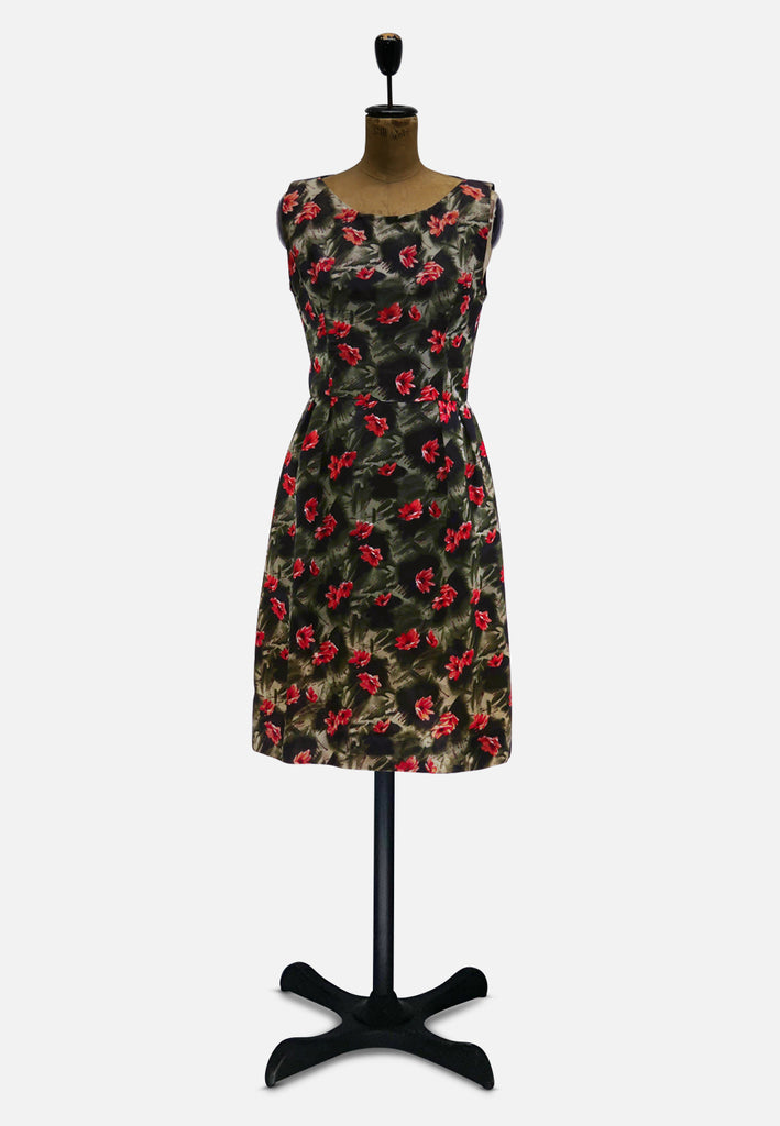Vintage Clothing - Floral Patterened Shift In Green - Painted Bird Vintage Boutique & The Aviary - Dresses