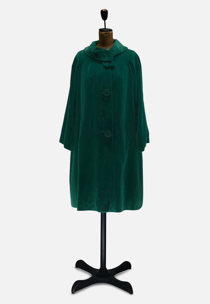 Vintage Clothing - Green Velvet Theatre Coat - Painted Bird Vintage Boutique & The Aviary - Coats & Jackets