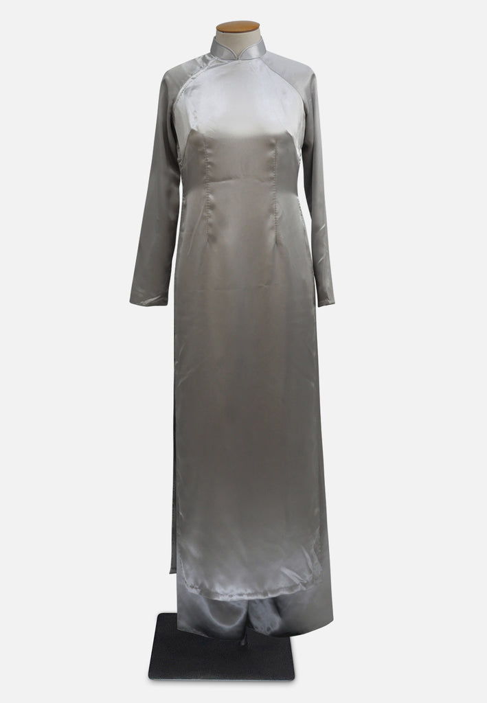 Thien Dung 1990s Silver Satin Áo Dài-Style Ensemble 'VIP'