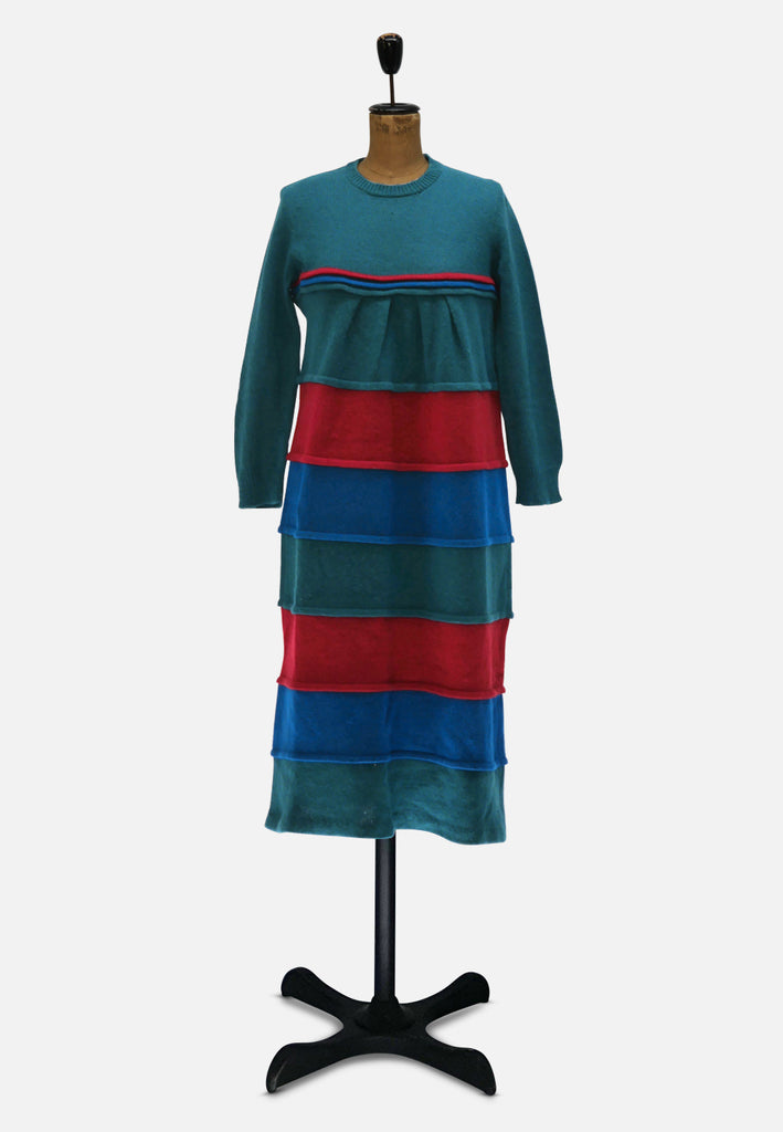 1980s Colourblock Wool Knit Sweater Dress