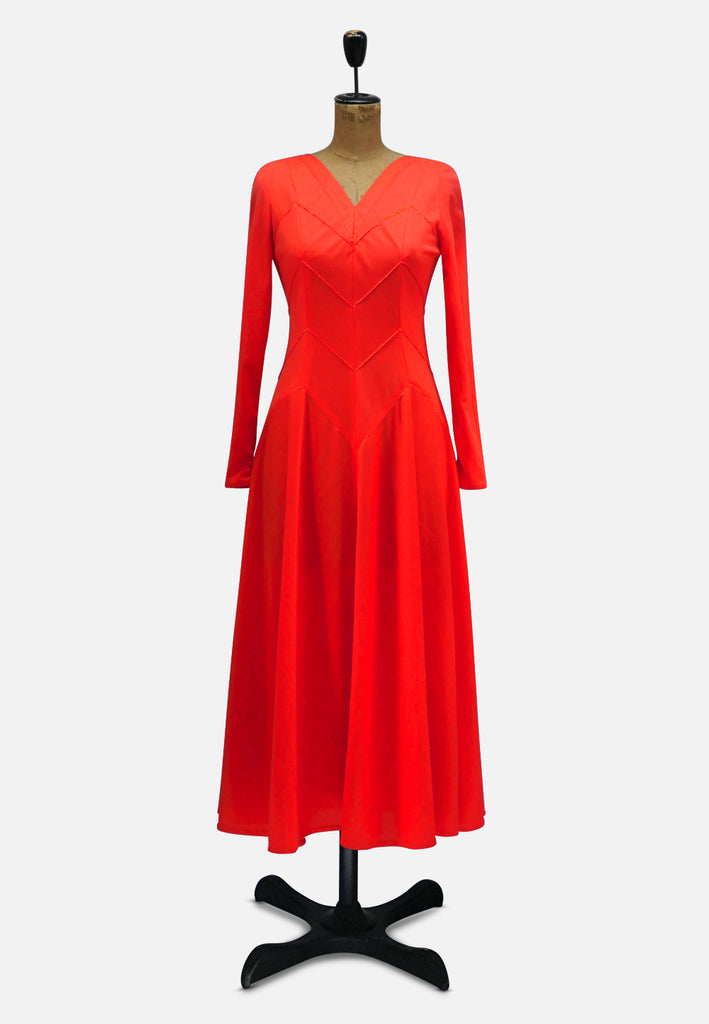 Scarlet 1970s Chevron Seam Jersey Maxi Dress