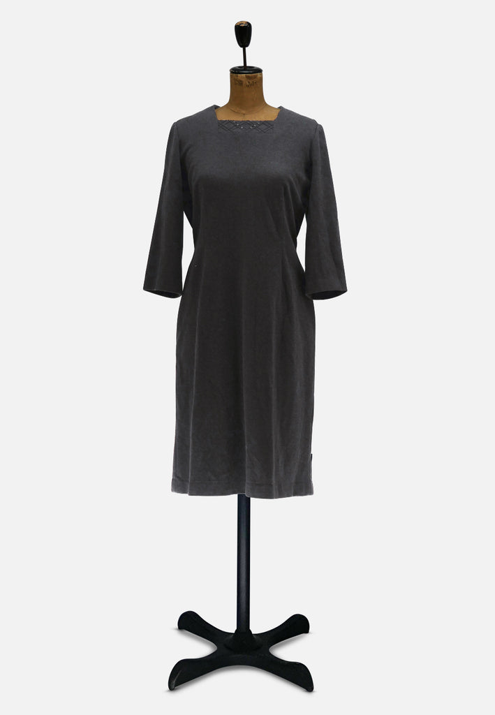 Eastex Charcoal 1960s Wool Beaded Shift Dress