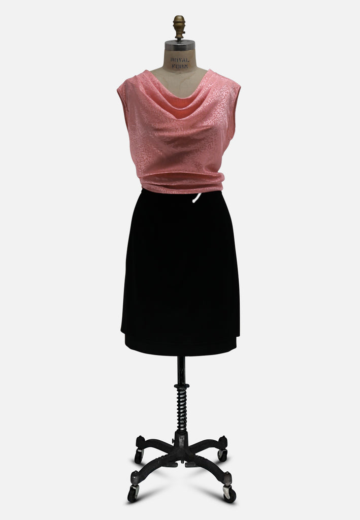 Berkhan Pink Jacquard Cowl Neck Vintage Blouse