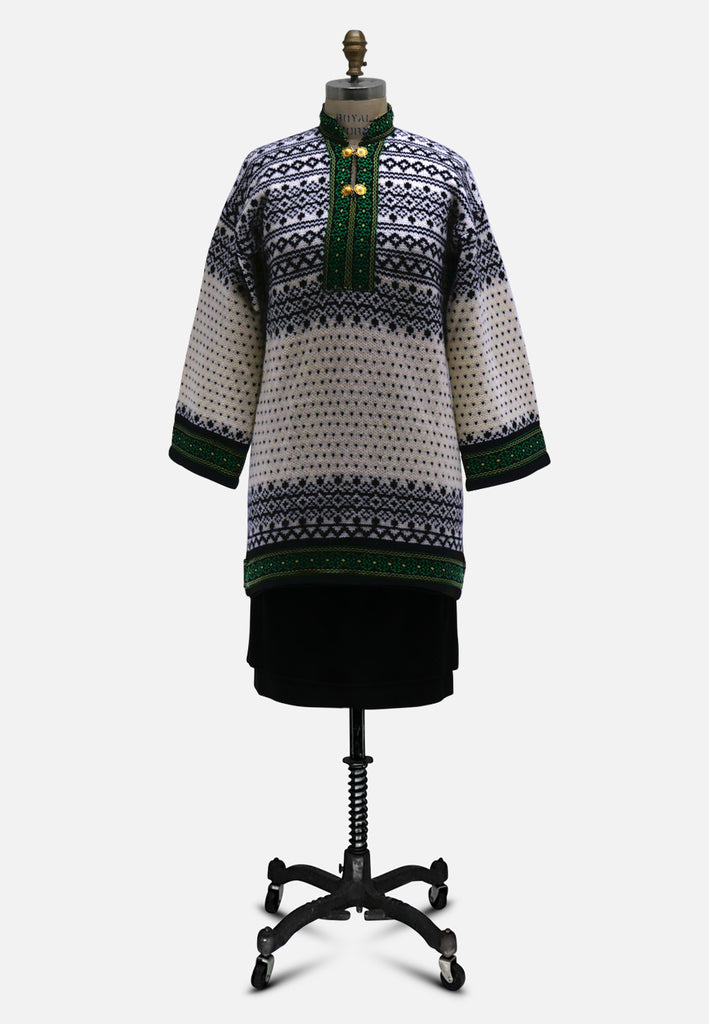 Slade 1970s Fair Isle Style Knit Tunic with Gold Clasp Fastenings
