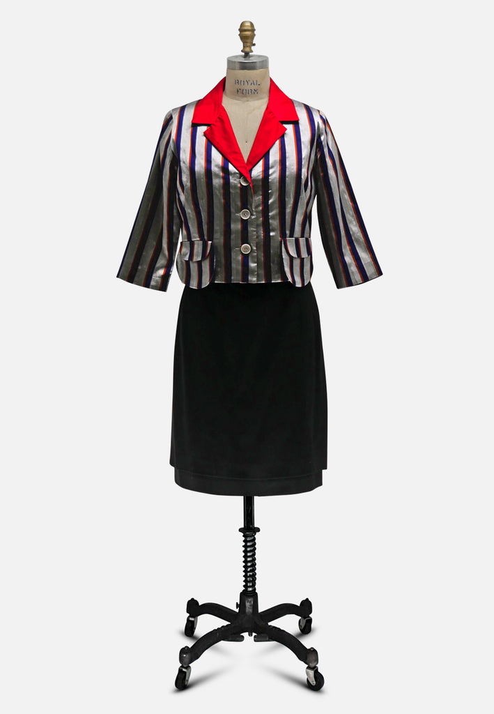 Doris de Pont Silver Stripe 1980s Cropped Jacket - DESIGNER 'VIP'