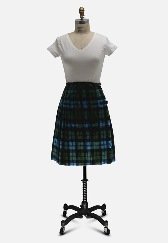 1960s Scott Adie Ltd Tartan Pleated Wrap Kilt Skirt