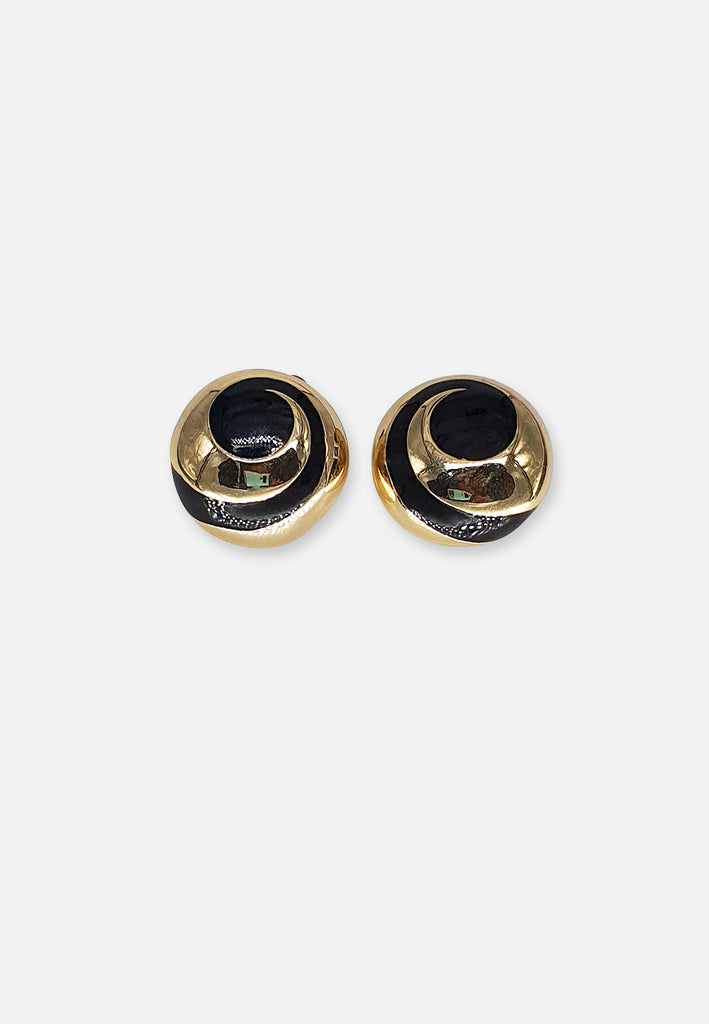 Black Gold Swirl Earrings