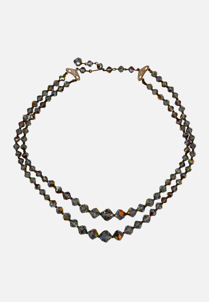 Double-Strand Aurora Borealis Crystal Necklace, Cocktail Hour Sparkle