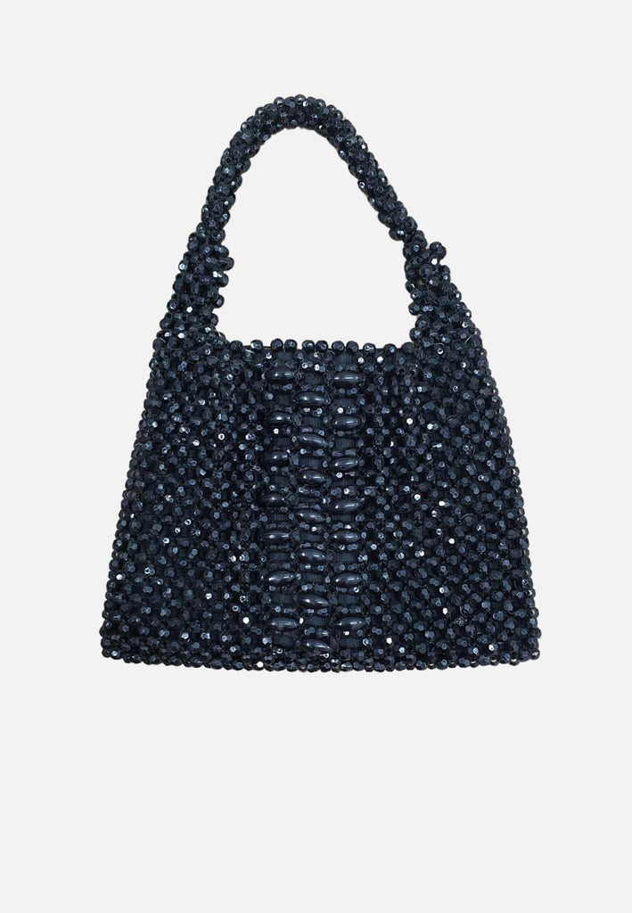 Black Beaded Beauty Bag