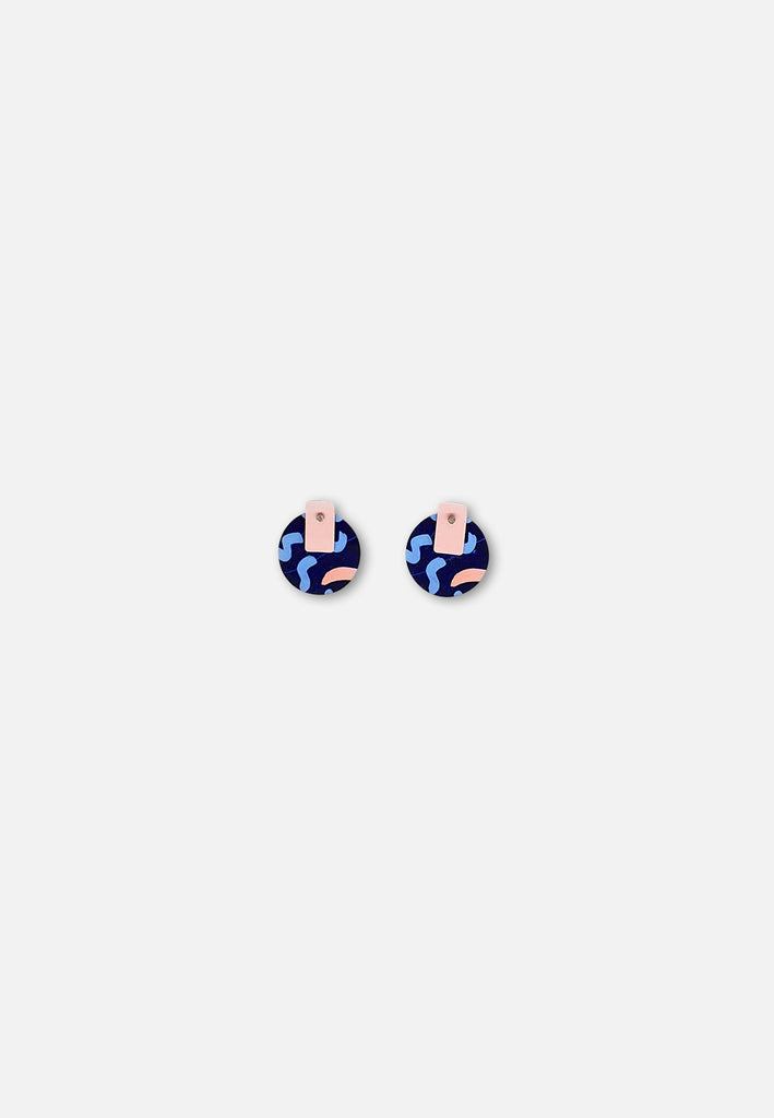 Moe Moe Earring - Navy Pink Stud