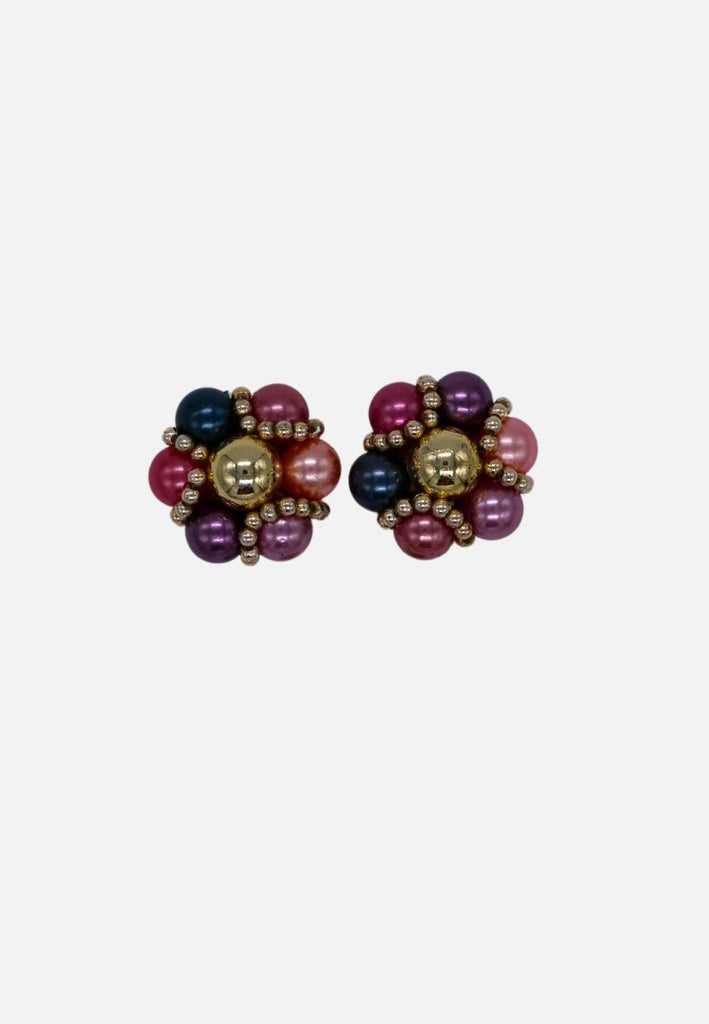 Multicolour Faux Pearl Cluster Clip-On Earrings 'VIP'