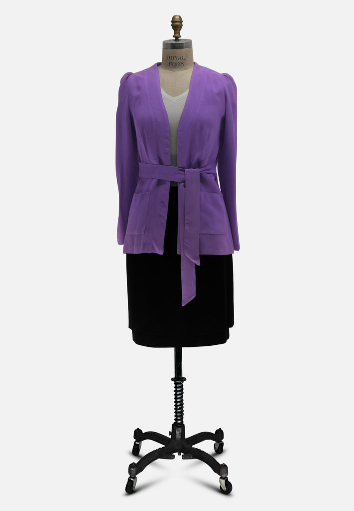 Bruce Berry Purple Crepe Belted Jacket 'VIP'