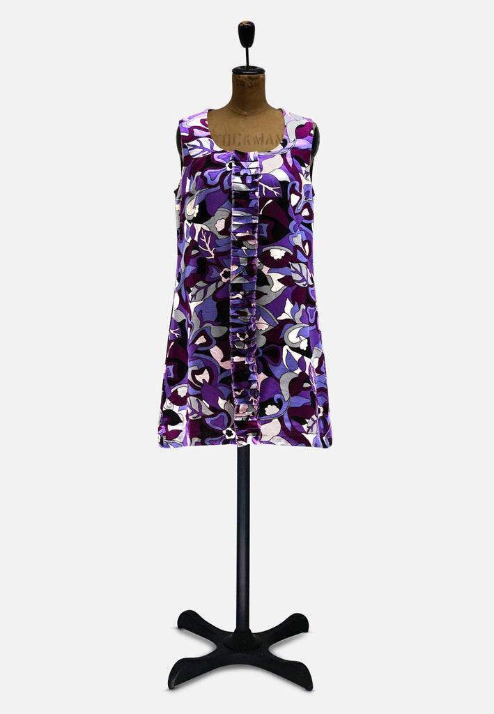 Mahana Bold Purple Floral Print Cotton Shift Dress 'VIP'