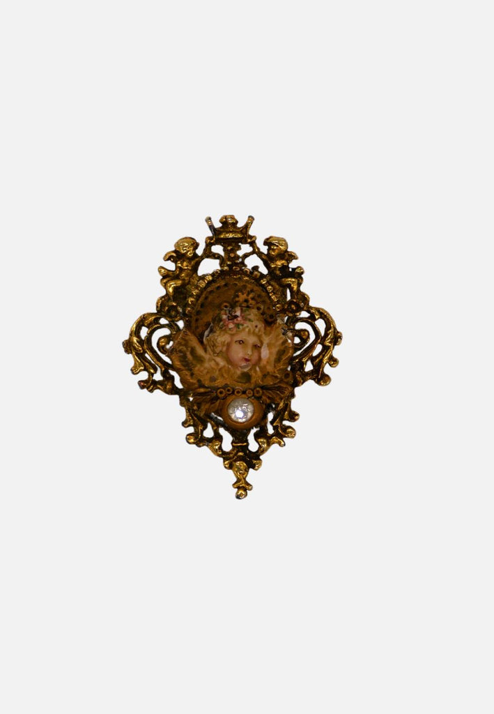 Vintage Clothing - Cupid Cutie Brooch 'VIP' - Painted Bird Vintage Boutique & The Aviary - Brooch