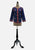 Lily 1970s Navy Embroidered Folk Floral Long Sleeve Blouse 'VIP'
