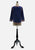Lily 1970s Navy Embroidered Folk Floral Long Sleeve Blouse 'VIP'