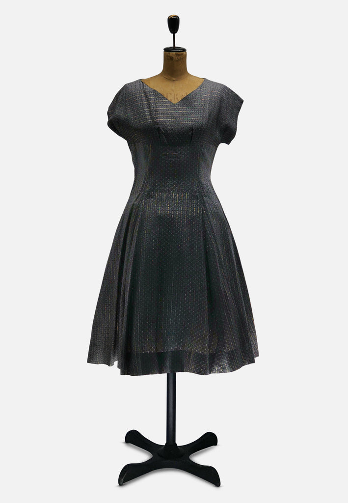 Metallic Thread Fit and Flare 1950s Party Dress
