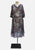 Grey Blue Burgundy Abstract Floral Cowl Neck Dress 'VIP'