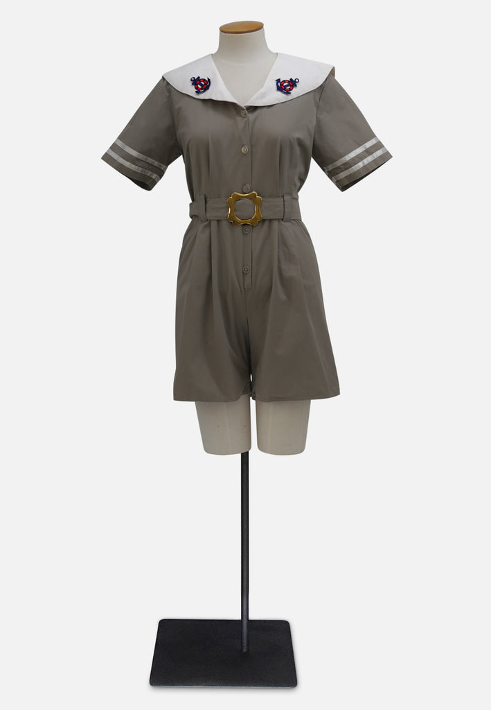 Grey Cotton Sailor Collar Playsuit with Anchor Embroidery 'VIP'