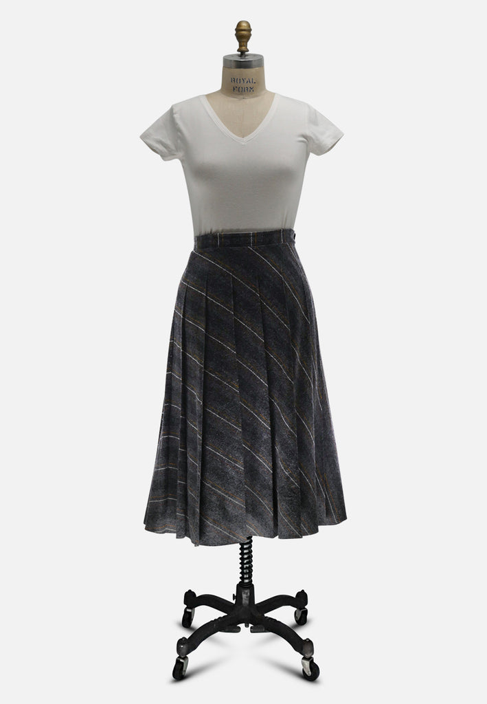 1970s Wyndham Wool Pleated Midi Skirt