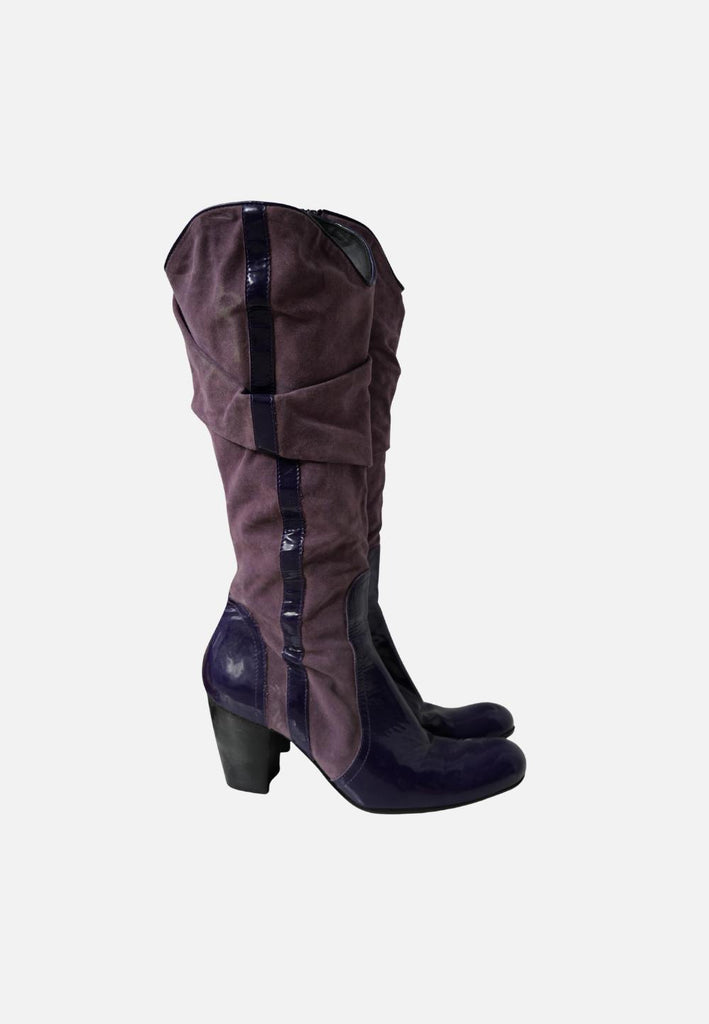 Made in Italy 1970s Patent and Faux Suede Knee-High Slouch Boots 'VIP'