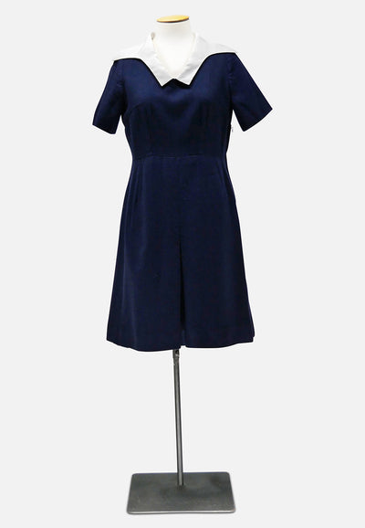 Vintage Clothing - Cute Navy V Dress 'VIP' ND - Painted Bird Vintage Boutique & The Aviary - Dresses