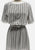 80s Gigi Silver Stripe Puff Sleeve Midi Dress