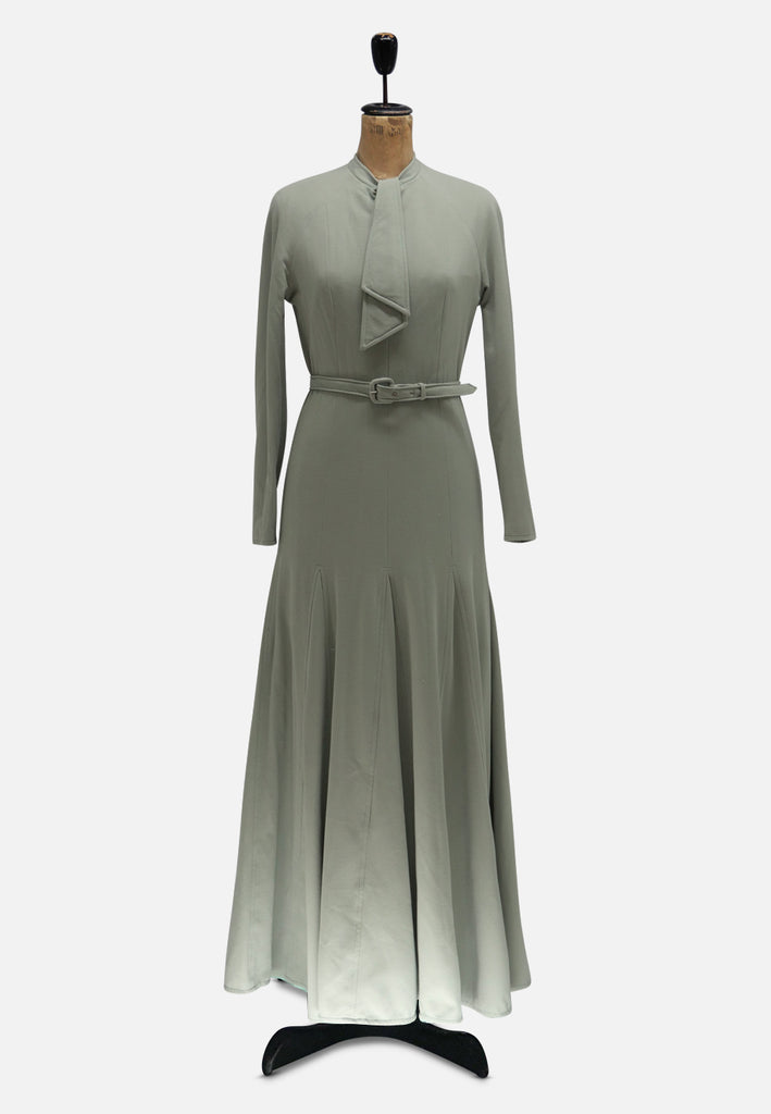 1970s Sage Green Jersey Maxi Dress 'VIP'