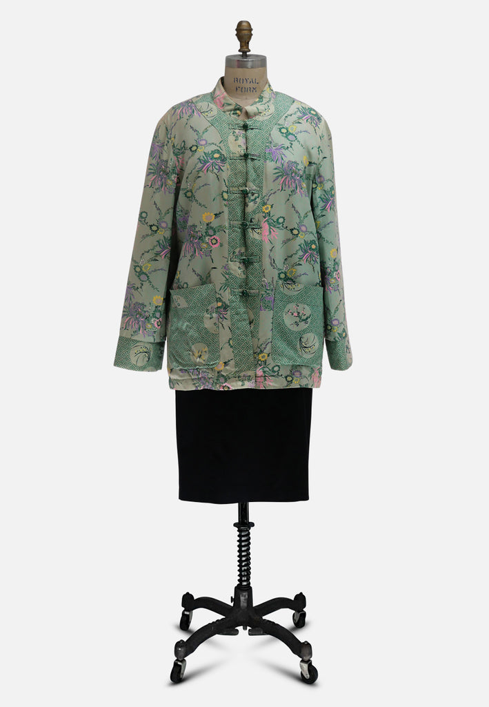 Le Canari Sage Green Chinoiserie Frog Closure Jacket ' VIP'