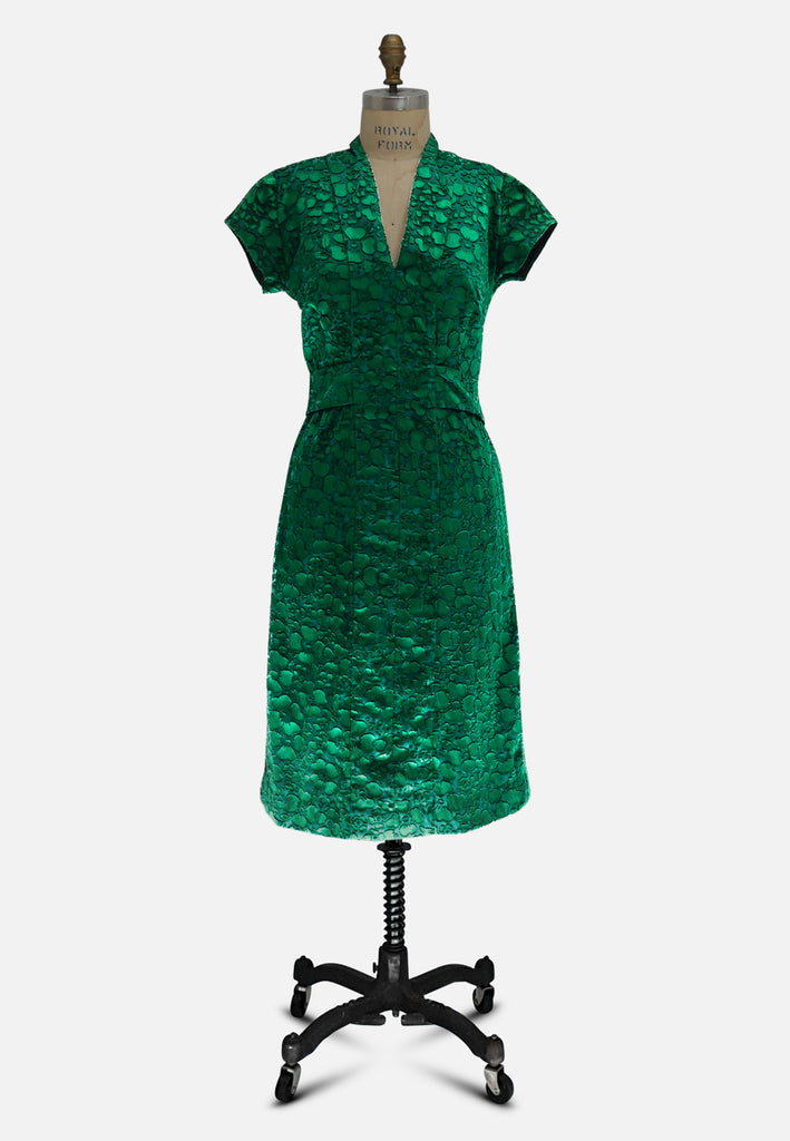 Emerald Burnout Velvet Cocktail Dress 'VIP'