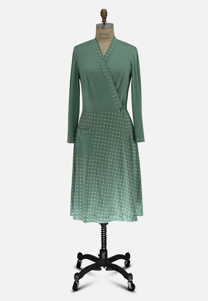 Green 1970 Polkadot Dress